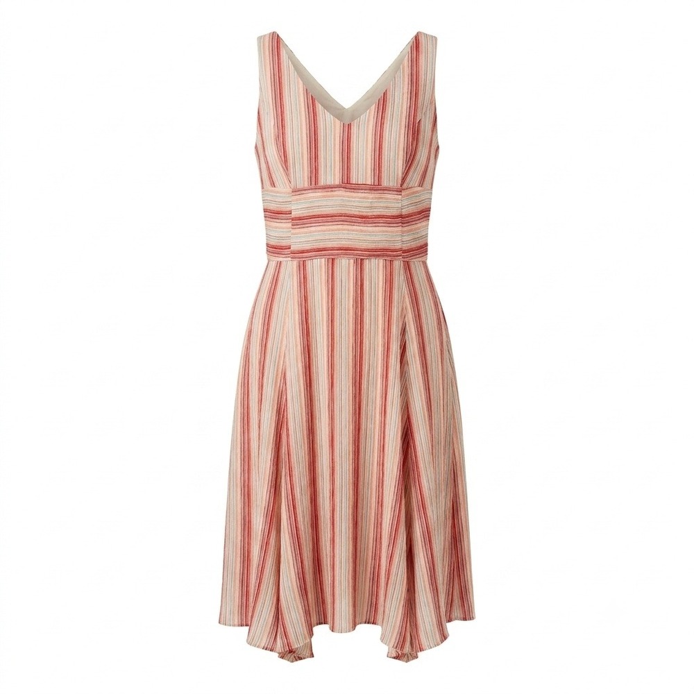 Vintage Cottagecore Sundress Silk Women Size 14 Boho Prairie Striped Parisian